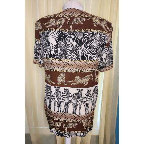 R&M Richards Women’s African Safari Top Size 12 Zebra Lion - Picture 2 of 6